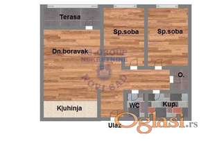 Trosoban 64m2 Bulevar patrijrha Pavla